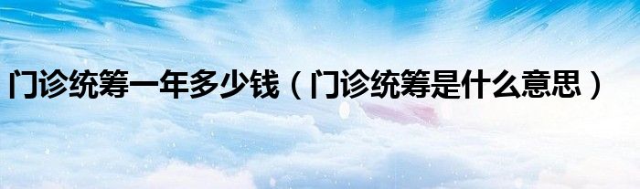 门诊统筹一年多少钱(门诊统筹是什么意思)