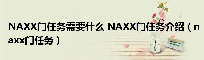 NAXX门任务需要什么 NAXX门任务介绍(naxx门任务)