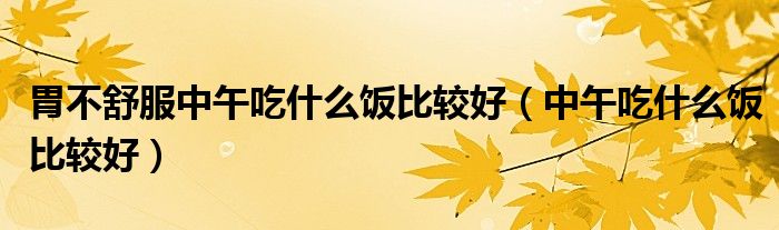胃不舒服中午吃什么饭比较好(中午吃什么饭比较好)