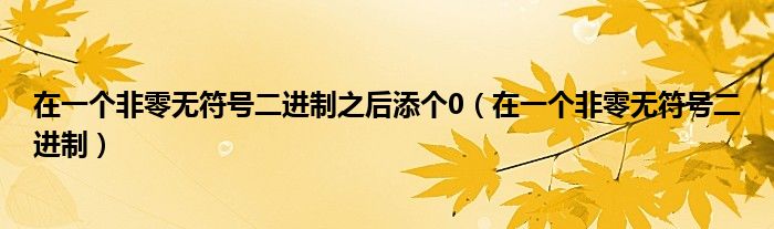 在一个非零无符号二进制之后添个0(在一个非零无符号二进制)