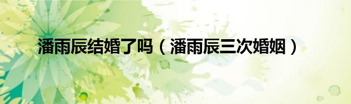 潘雨辰结婚了吗(潘雨辰三次婚姻)