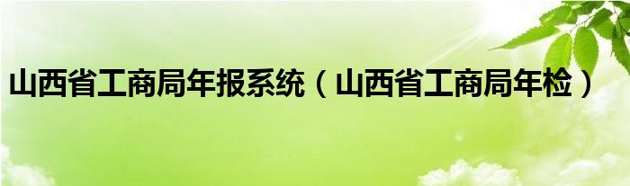山西省工商局年报系统(山西省工商局年检)