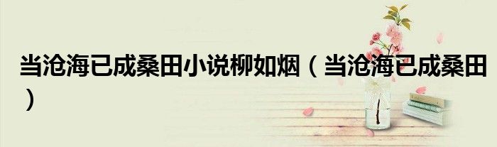 当沧海已成桑田小说柳如烟(当沧海已成桑田)
