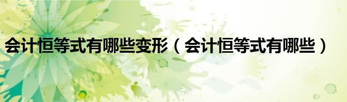 会计恒等式有哪些变形(会计恒等式有哪些)