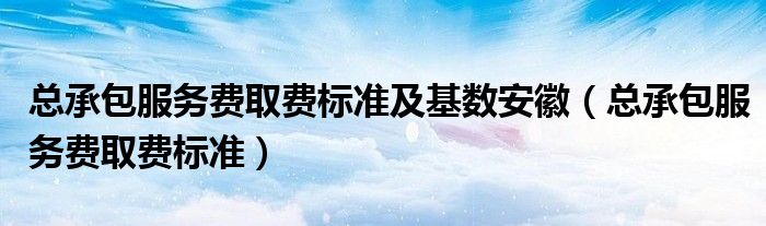 总承包服务费取费标准及基数安徽(总承包服务费取费标准)