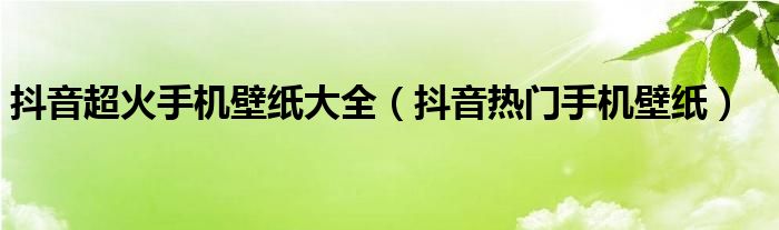 抖音超火手机壁纸大全(抖音热门手机壁纸)