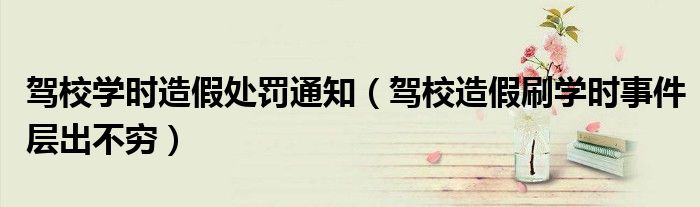 驾校学时造假处罚通知(驾校造假刷学时事件层出不穷)