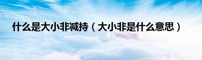 什么是大小非减持(大小非是什么意思)
