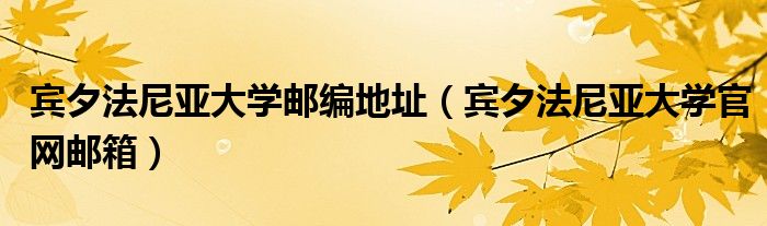 宾夕法尼亚大学邮编地址(宾夕法尼亚大学官网邮箱)