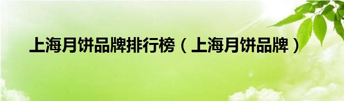 上海月饼品牌排行榜（上海月饼品牌）