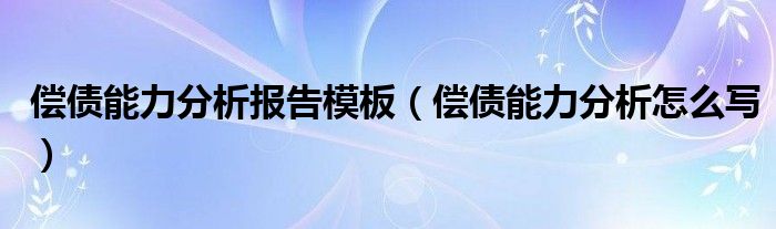 偿债能力分析报告模板(偿债能力分析怎么写)