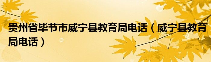 贵州省毕节市威宁县教育局电话(威宁县教育局电话)