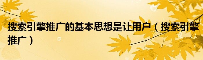 搜索引擎推广的基本思想是让用户(搜索引擎推广)