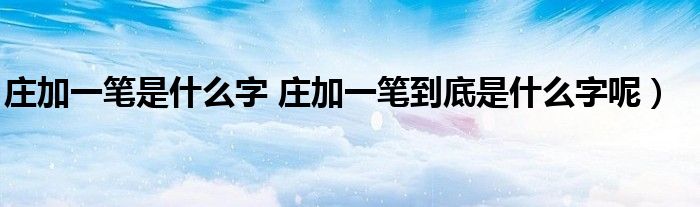 庄加一笔是什么字 庄加一笔到底是什么字呢)