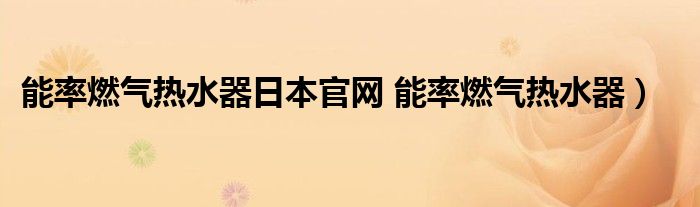 能率燃气热水器日本官网 能率燃气热水器)