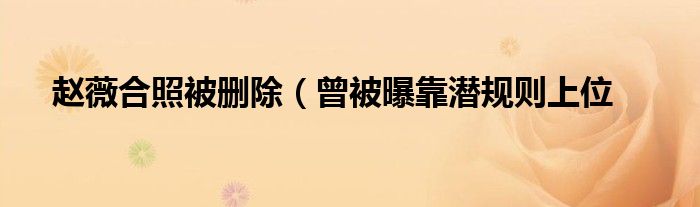 赵薇合照被删除(曾被曝靠潜规则上位