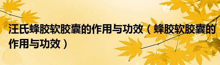 汪氏蜂胶软胶囊的作用与功效(蜂胶软胶囊的作用与功效)