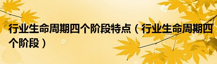 行业生命周期四个阶段特点(行业生命周期四个阶段)