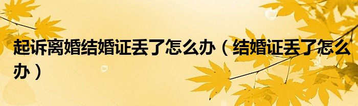 起诉离婚结婚证丢了怎么办(结婚证丢了怎么办)