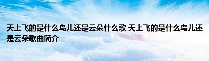 天上飞的是什么鸟儿还是云朵什么歌 天上飞的是什么鸟儿还是云朵歌曲简介