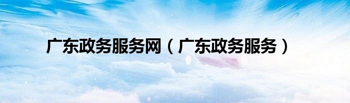 广东政务服务网(广东政务服务)