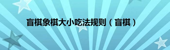 盲棋象棋大小吃法规则(盲棋)