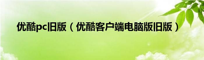 优酷pc旧版(优酷客户端电脑版旧版)
