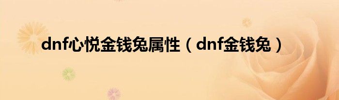 dnf心悦金钱兔属性(dnf金钱兔)
