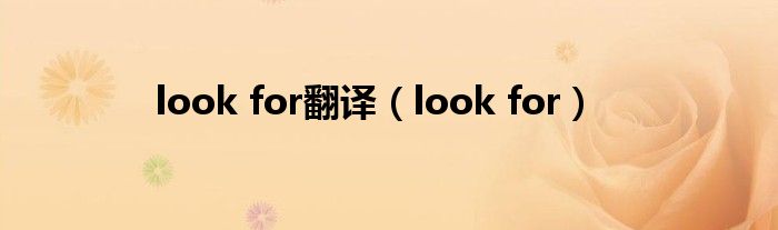 look for翻译(look for)