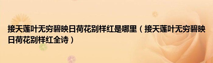 接天莲叶无穷碧映日荷花别样红是哪里(接天莲叶无穷碧映日荷花别样红全诗)