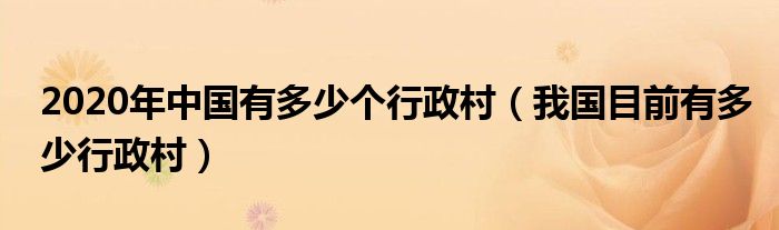 2020年中国有多少个行政村(我国目前有多少行政村)