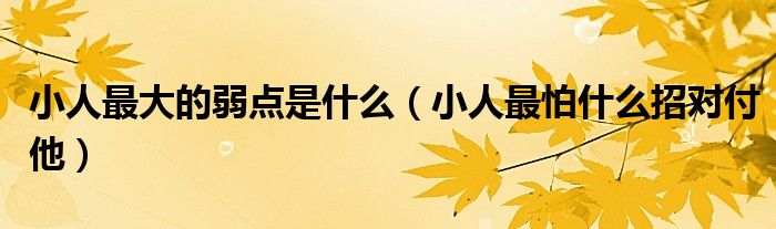 小人最大的弱点是什么(小人最怕什么招对付他)