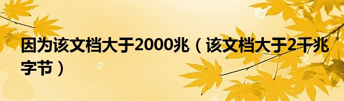 因为该文档大于2000兆（该文档大于2千兆字节）