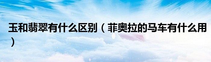 玉和翡翠有什么区别（菲奥拉的马车有什么用）