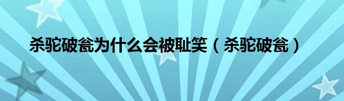杀驼破瓮为什么会被耻笑(杀驼破瓮)