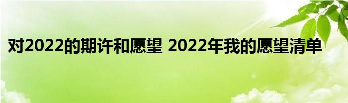对2022的期许和愿望 2022年我的愿望清单