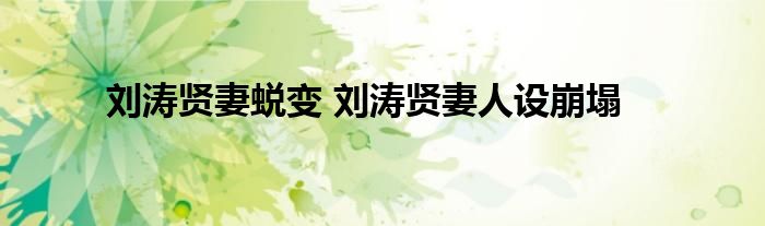刘涛贤妻蜕变 刘涛贤妻人设崩塌
