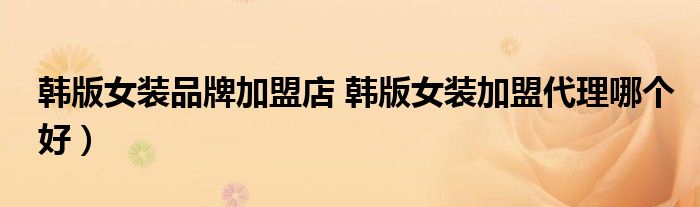 韩版女装品牌加盟店 韩版女装加盟代理哪个好)