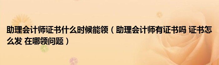 助理会计师证书什么时候能领(助理会计师有证书吗 证书怎么发 在哪领问题)