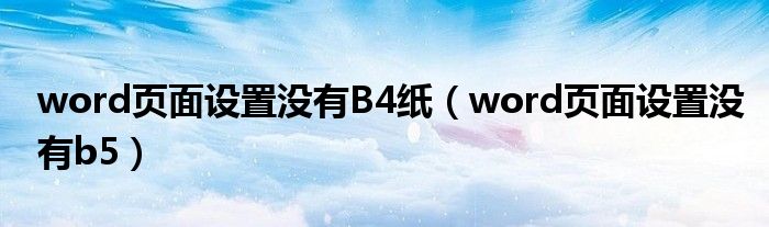 word页面设置没有B4纸(word页面设置没有b5)