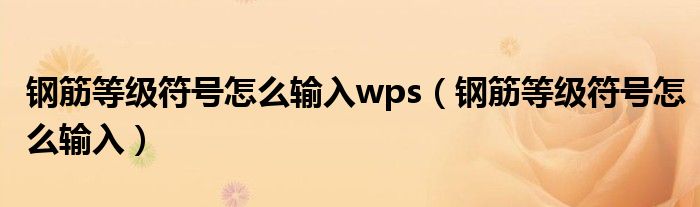 钢筋等级符号怎么输入wps(钢筋等级符号怎么输入)