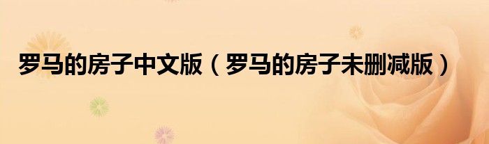 罗马的房子中文版(罗马的房子未删减版)