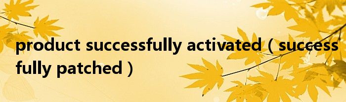 product successfully activated(successfully patched)
