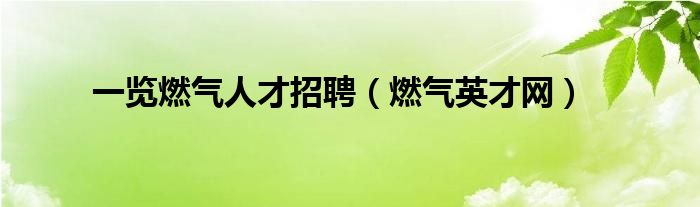 一览燃气人才招聘(燃气英才网)