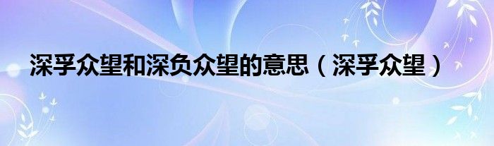 深孚众望和深负众望的意思(深孚众望)