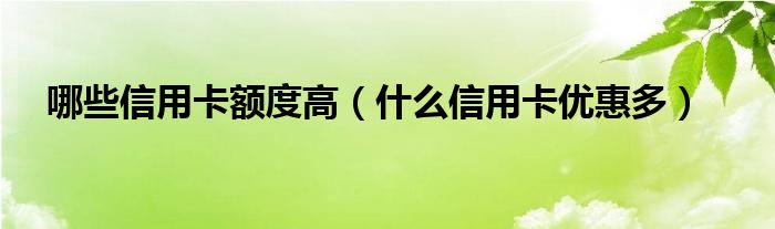 哪些信用卡额度高（什么信用卡优惠多）