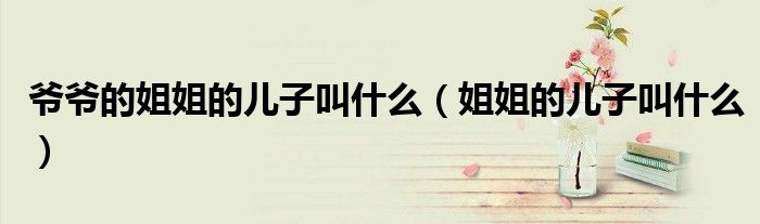 爷爷的姐姐的儿子叫什么(姐姐的儿子叫什么)
