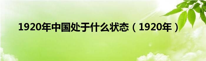 1920年中国处于什么状态（1920年）