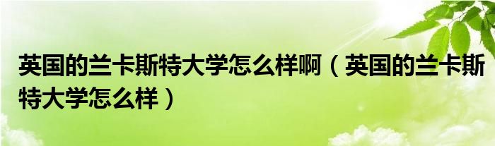 英国的兰卡斯特大学怎么样啊(英国的兰卡斯特大学怎么样)