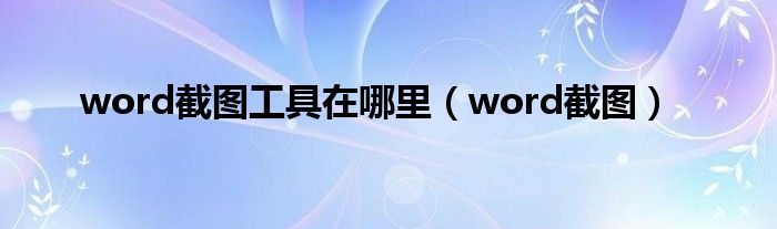 word截图工具在哪里（word截图）